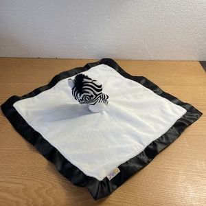 Hallmark Zebra Lovey Itty Bittys Noah's Ark Security Blanket Satin Black & White